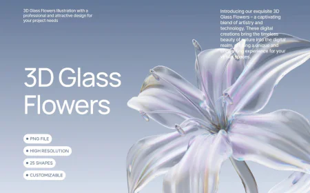 3D bông hoa trong suốt, 3D Glass Flower Elements share miễn phí