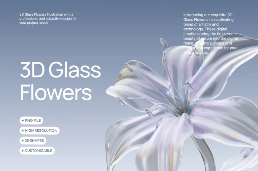 3D bông hoa trong suốt, 3D Glass Flower Elements share miễn phí