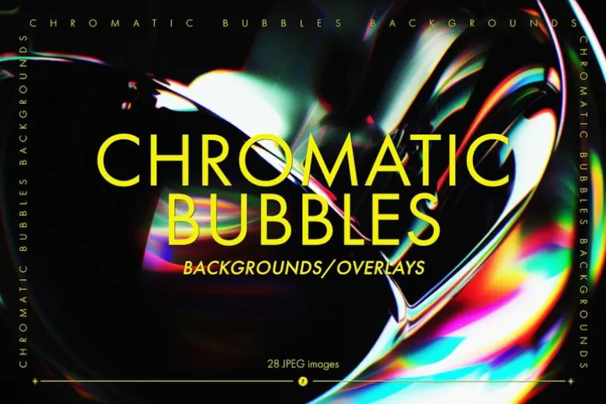 Bong bóng màu sắc cầu vồng trên nền đen, Chromatic Bubble Overlays share miễn phí